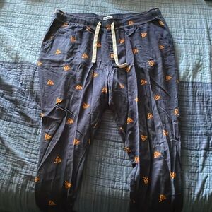 Large blue pj pants with pizza design